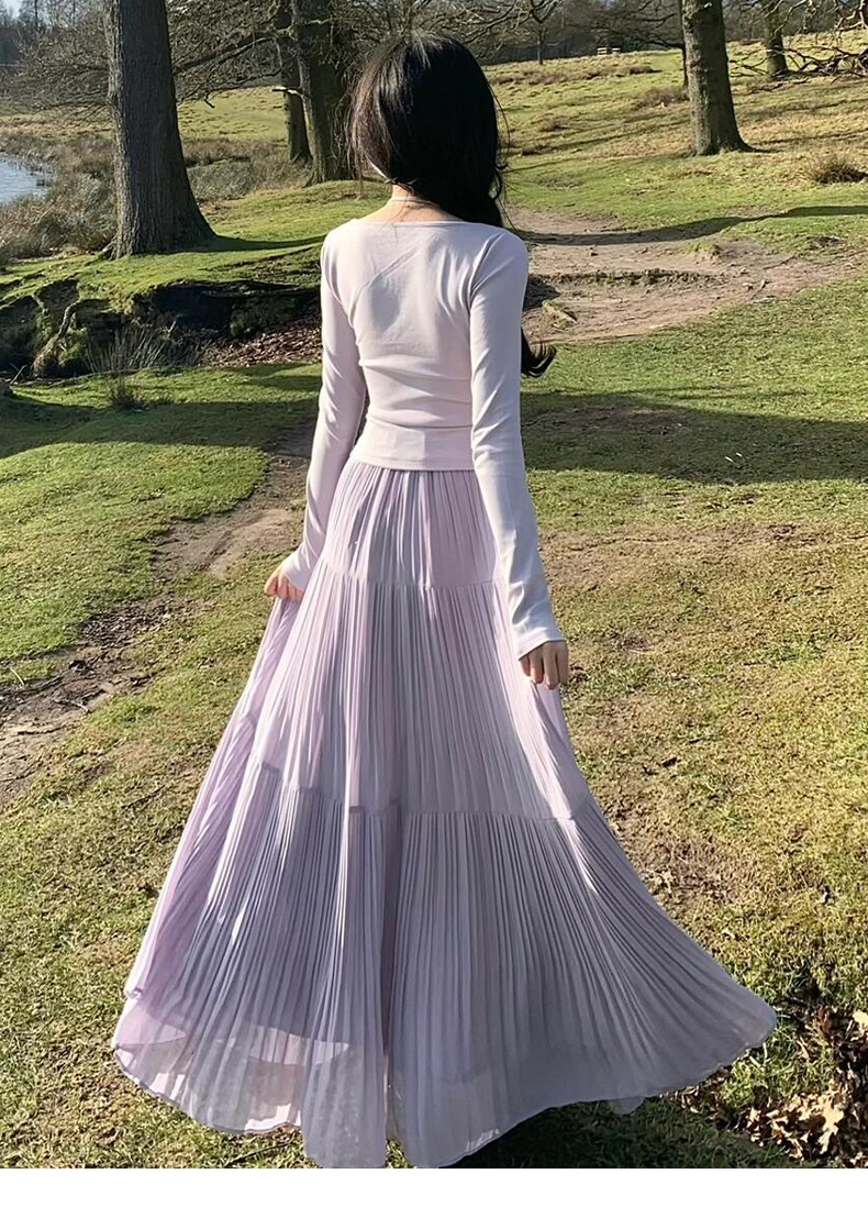 きれいめカジュアル 優美なプリーツロングスカート