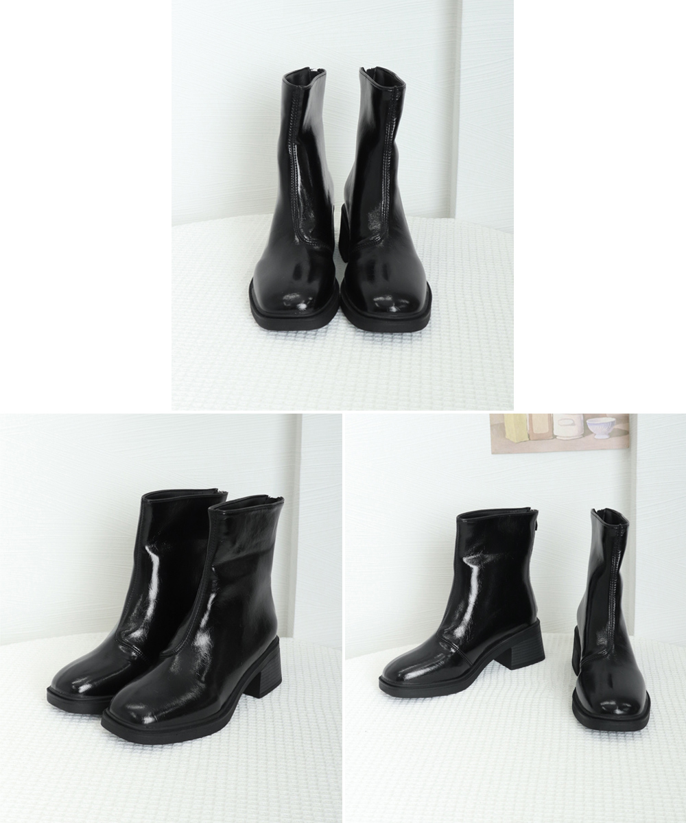 きれいめカジュアル レディース太ヒール短丈靴 歩きやすい四角つま先