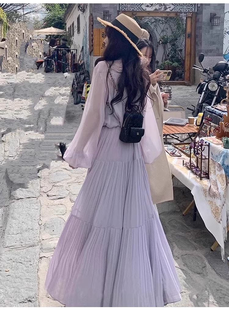 きれいめカジュアル 優美プリーツロングスカート