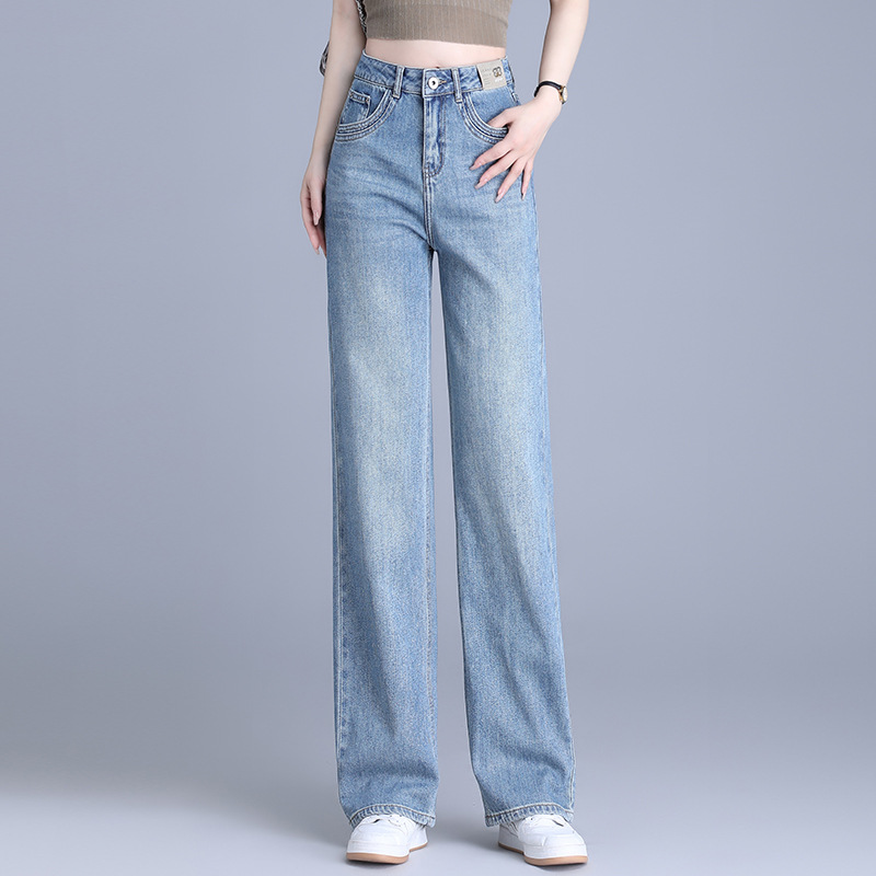 きれいめカジュアル ハイウエストワイドストレートデニムパンツ