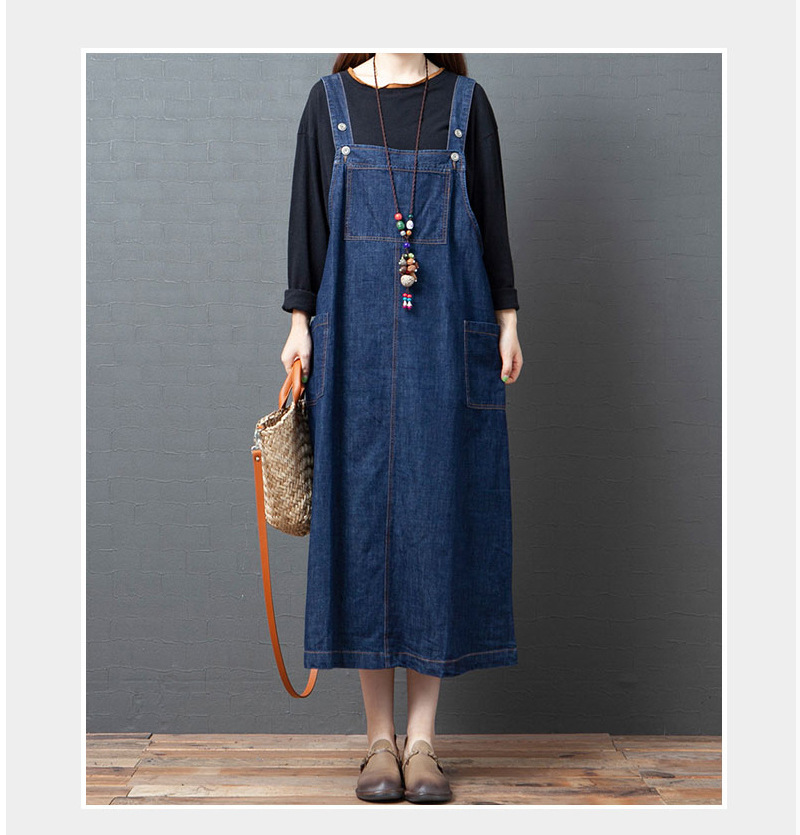 きれいめカジュアル ゆったりロング丈サロペットワンピース