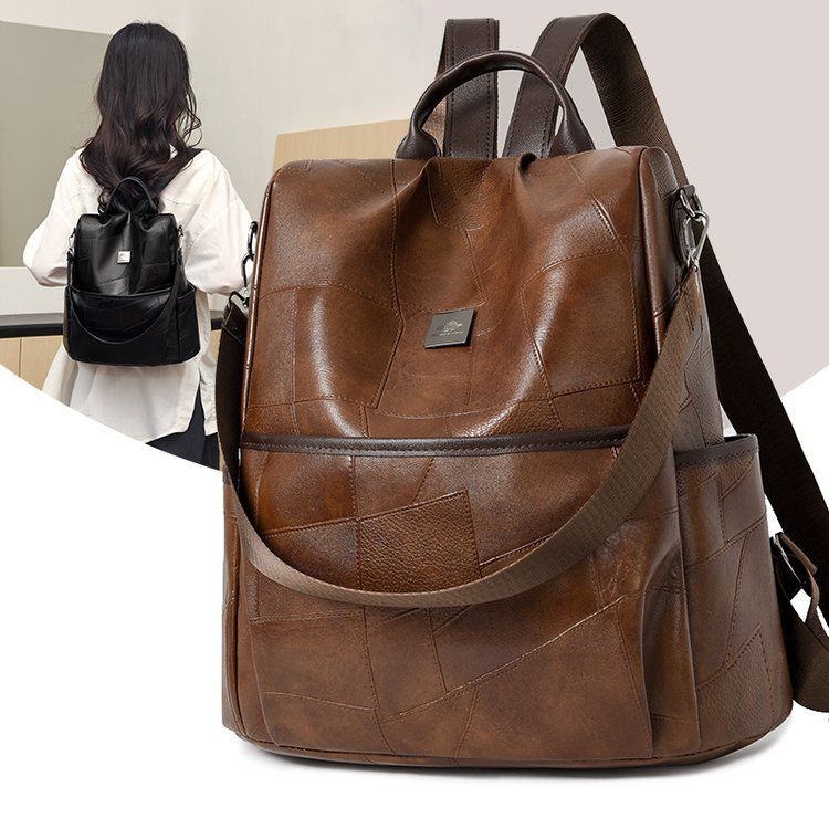 きれいめカジュアル 多機能二層式合成革リュック