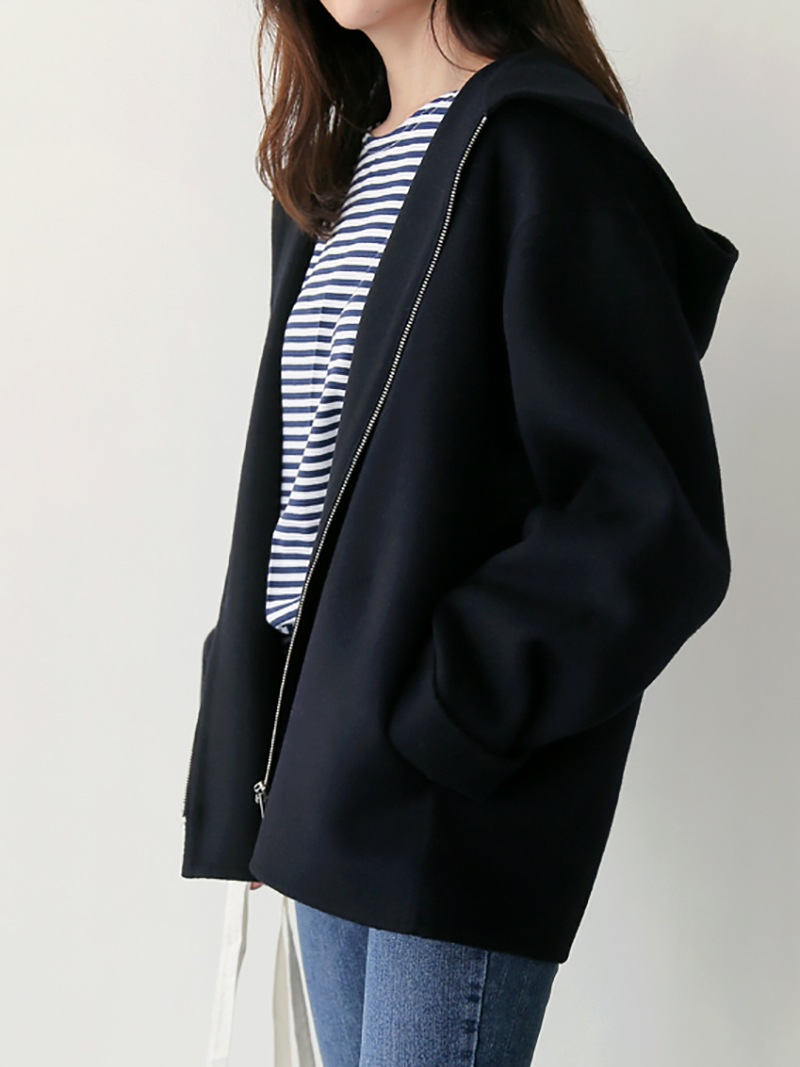 きれいめカジュアル 女性用フード付きショート丈パーカーコート秋冬防寒上着