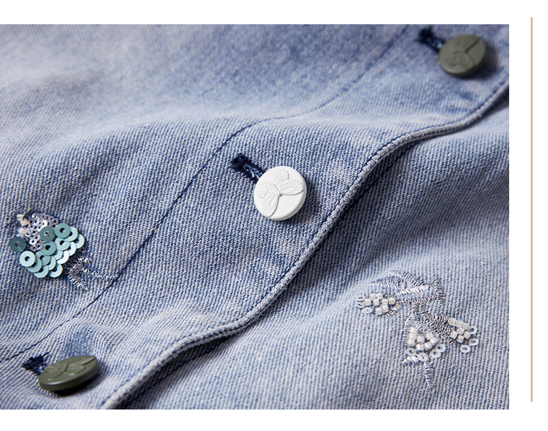 きれいめカジュアル 花刺繍ゆったりデニムジャケット
