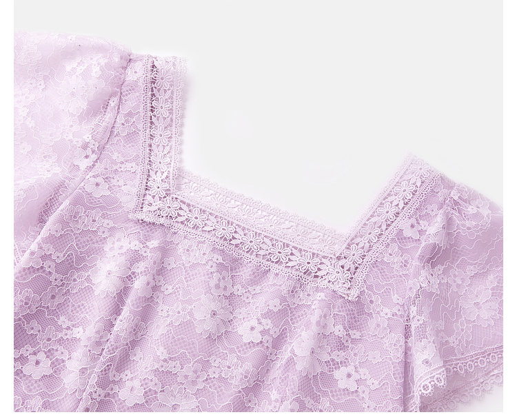 きれいめカジュアル レース花刺繍ミディ丈ワンピース
