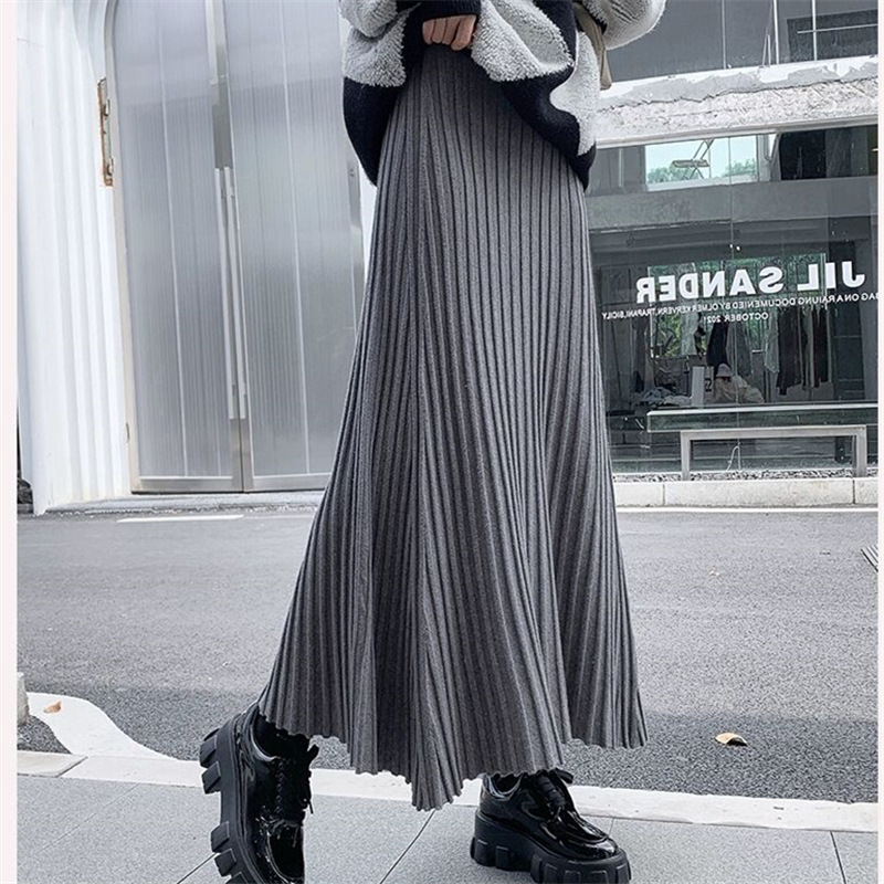 きれいめニットフレアスカート レディース ハイウエストAライン ロング丈 すっきり美シルエット 体型カバー 上品カジュアル