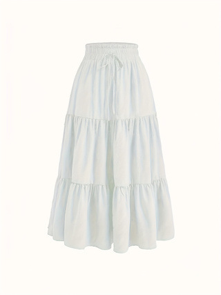 きれいめカジュアル 三段ティアード切替ウエストゴムロングスカート