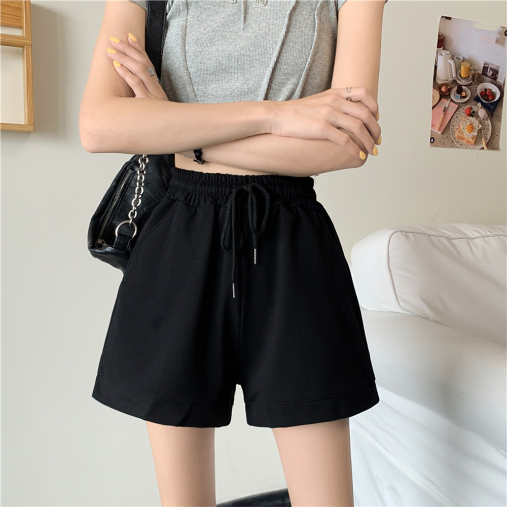 グレーファッション スウェット短パン レディース ゆったり韓国風