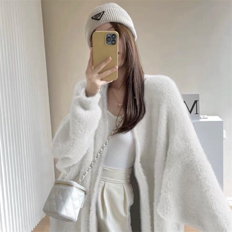 グレーファッション 秋冬レトロゆったりニットカーディガン