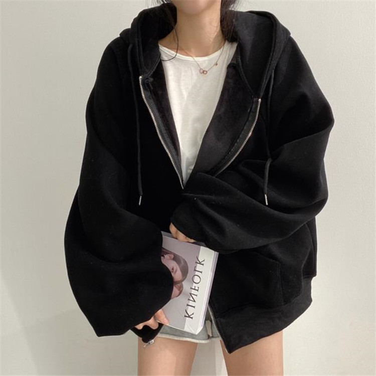 グレーファッション 裏起毛グレーフード付きジップパーカー