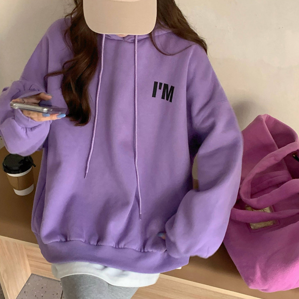 グレーファッション 文字ロゴパーカー レディース 裏起毛 韓国風