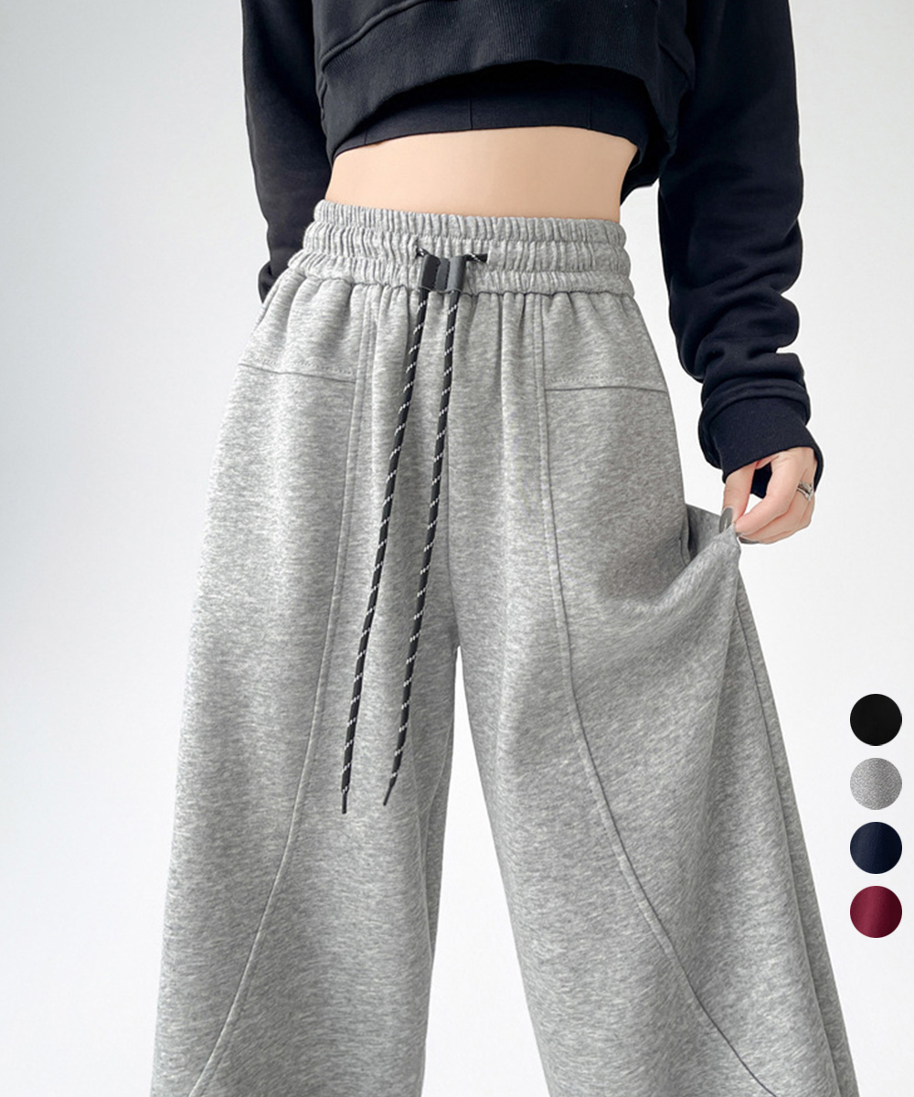 グレーファッション ゆったりスウェットパンツ レディース ワイドシルエット