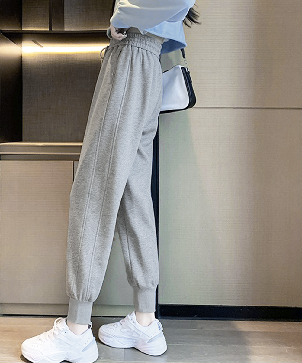 グレーファッション 裏起毛スウェットパンツ ゆったりジョガーパンツ