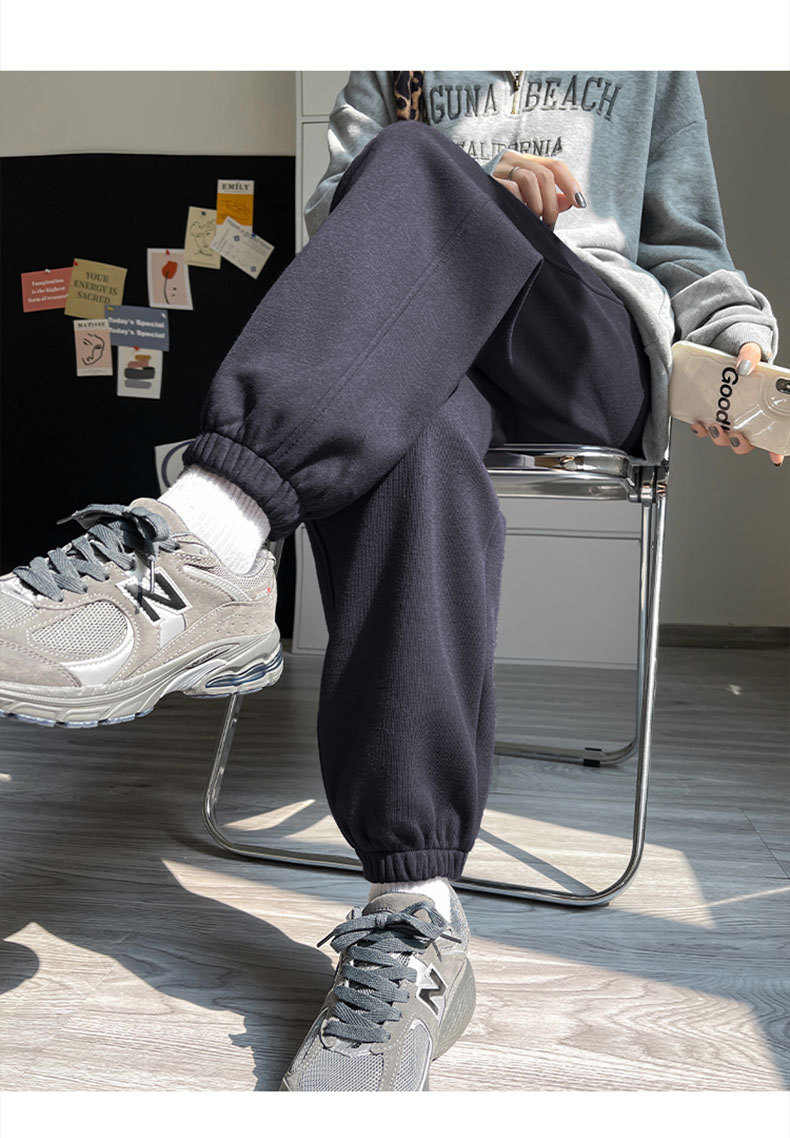 グレーファッション レディース裏起毛ジョガーパンツ ウエストゴム楽ちんボトムス