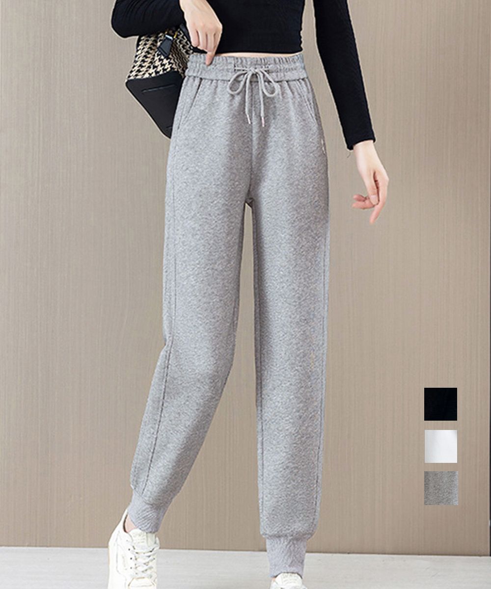 グレーファッション 裏起毛スウェットパンツ ゆったりジョガーパンツ