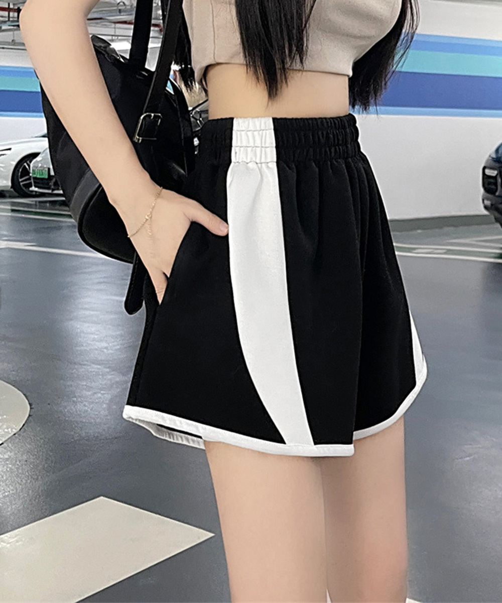 グレーファッション グレー スウェット ショートパンツ 配色 カジュアル短パン