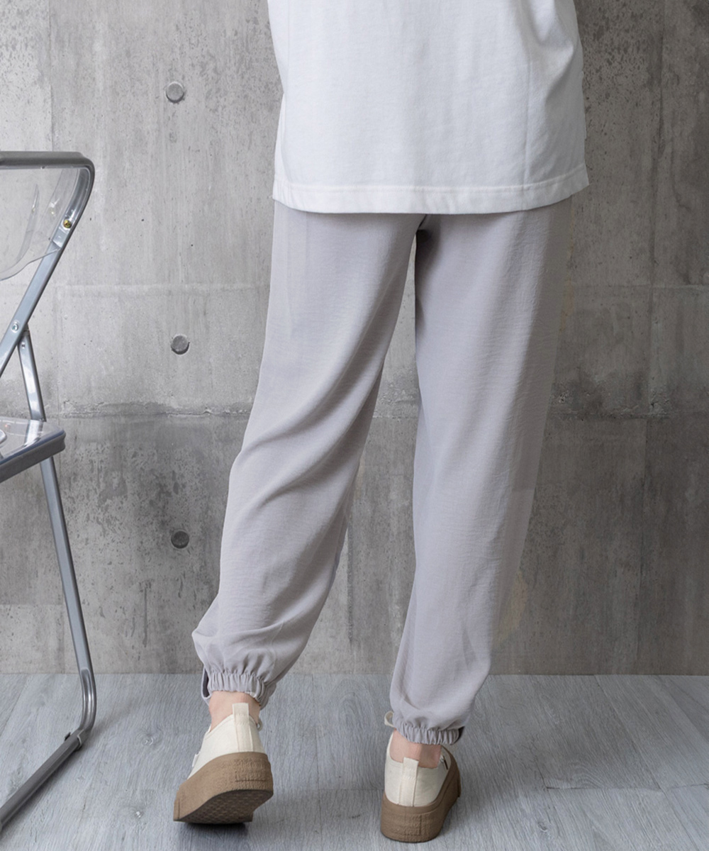 グレーファッション 裾ボタンジョガーパンツ ウエストゴム 春夏ズボン