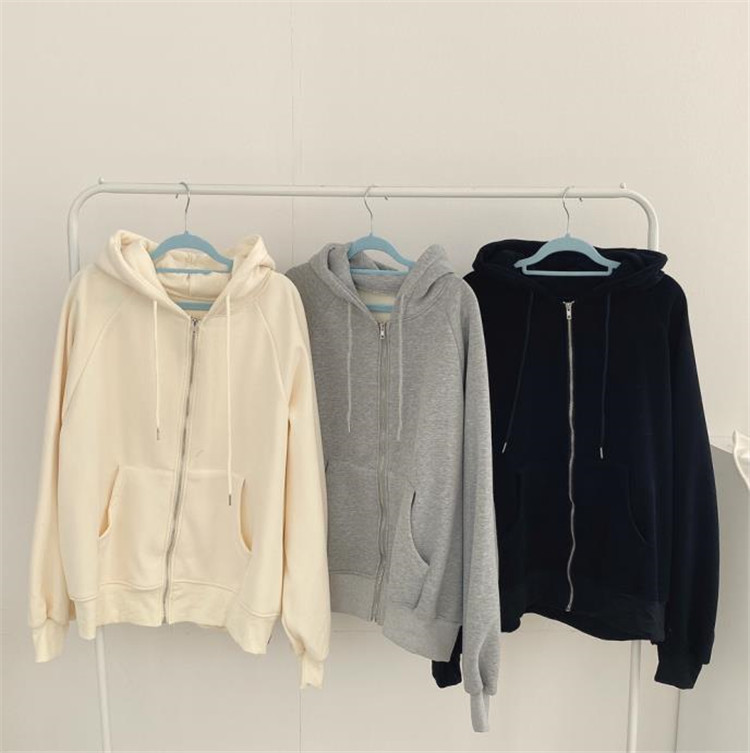 グレーファッション 裏起毛グレーフード付きジップパーカー