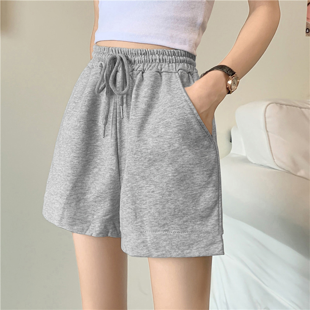 グレーファッション スウェット短パン レディース ゆったり韓国風