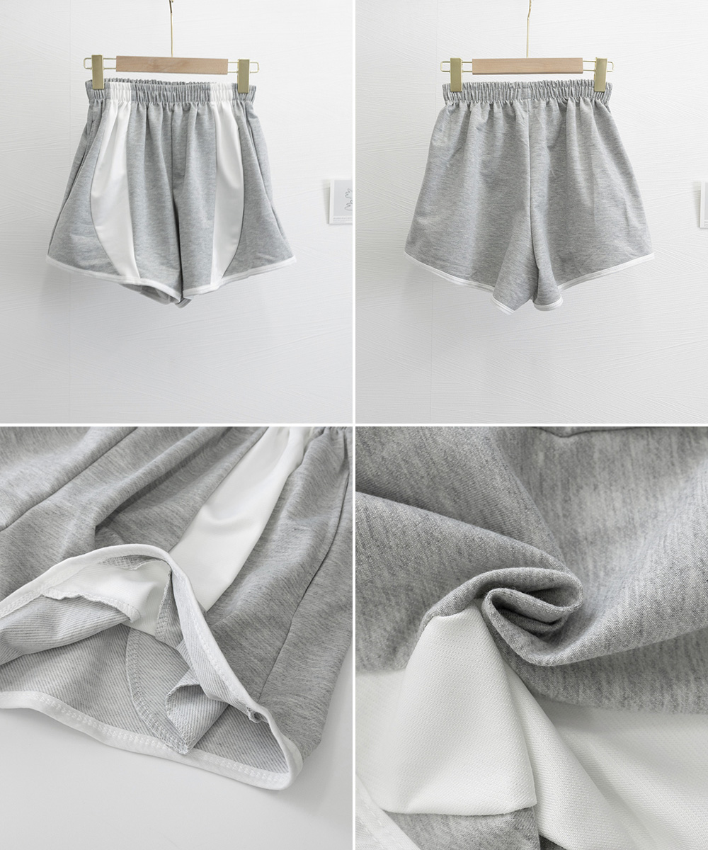 グレーファッション グレー スウェット ショートパンツ 配色 カジュアル短パン