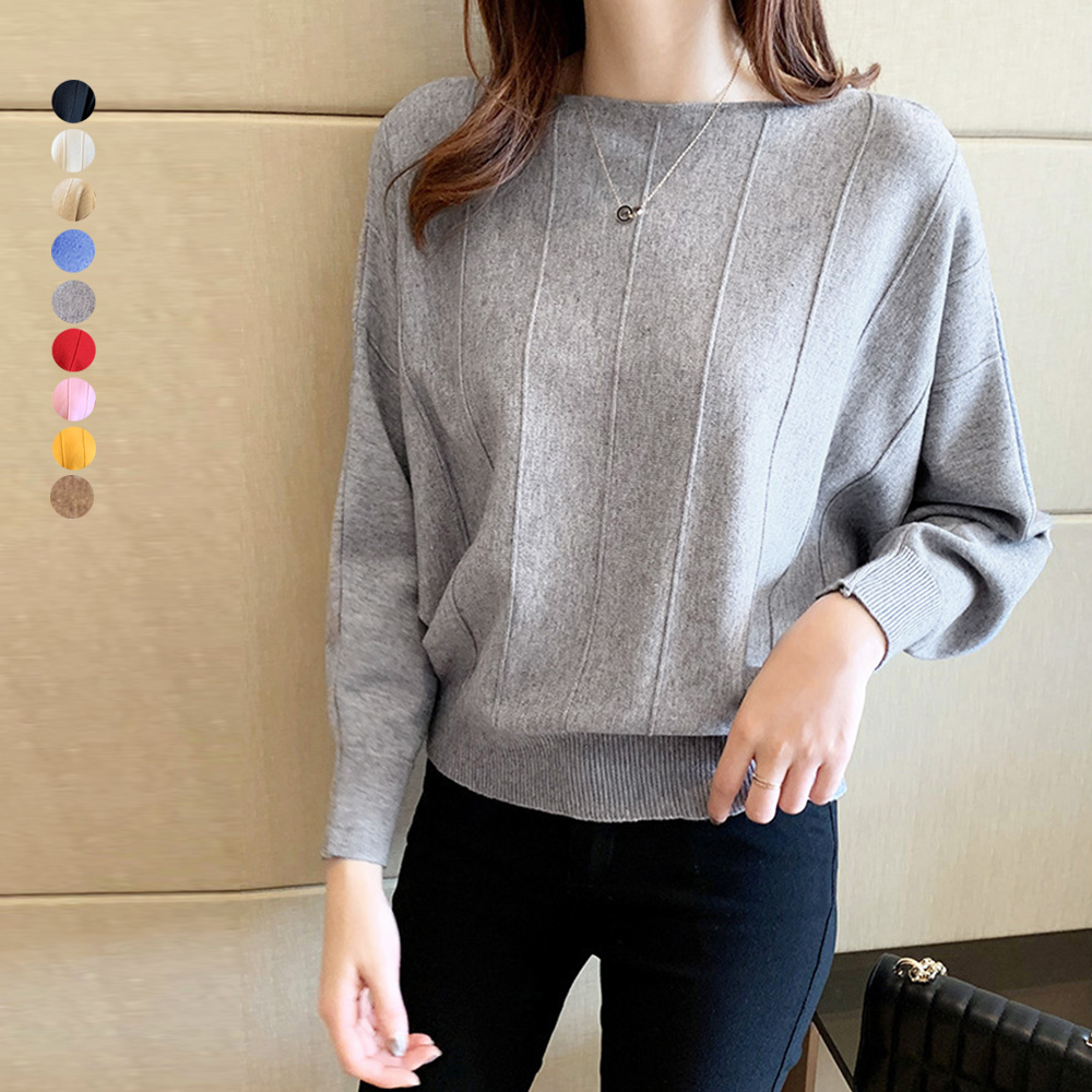 グレーファッション ドルマン袖ニットトップス きれいめ体型カバー大人