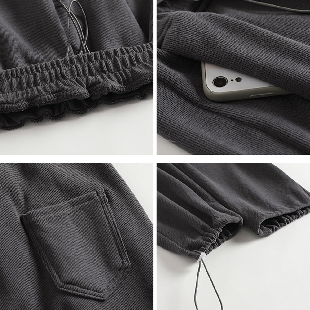 グレーファッション ゆったりスウェットパンツ レディース 裾ゴム