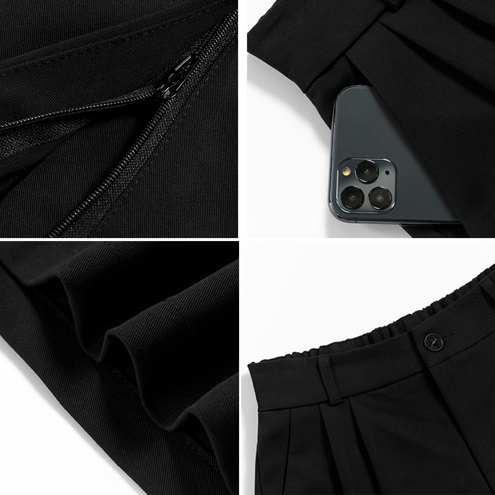 グレーファッション 大人可愛いタック入りワイドハーフパンツ