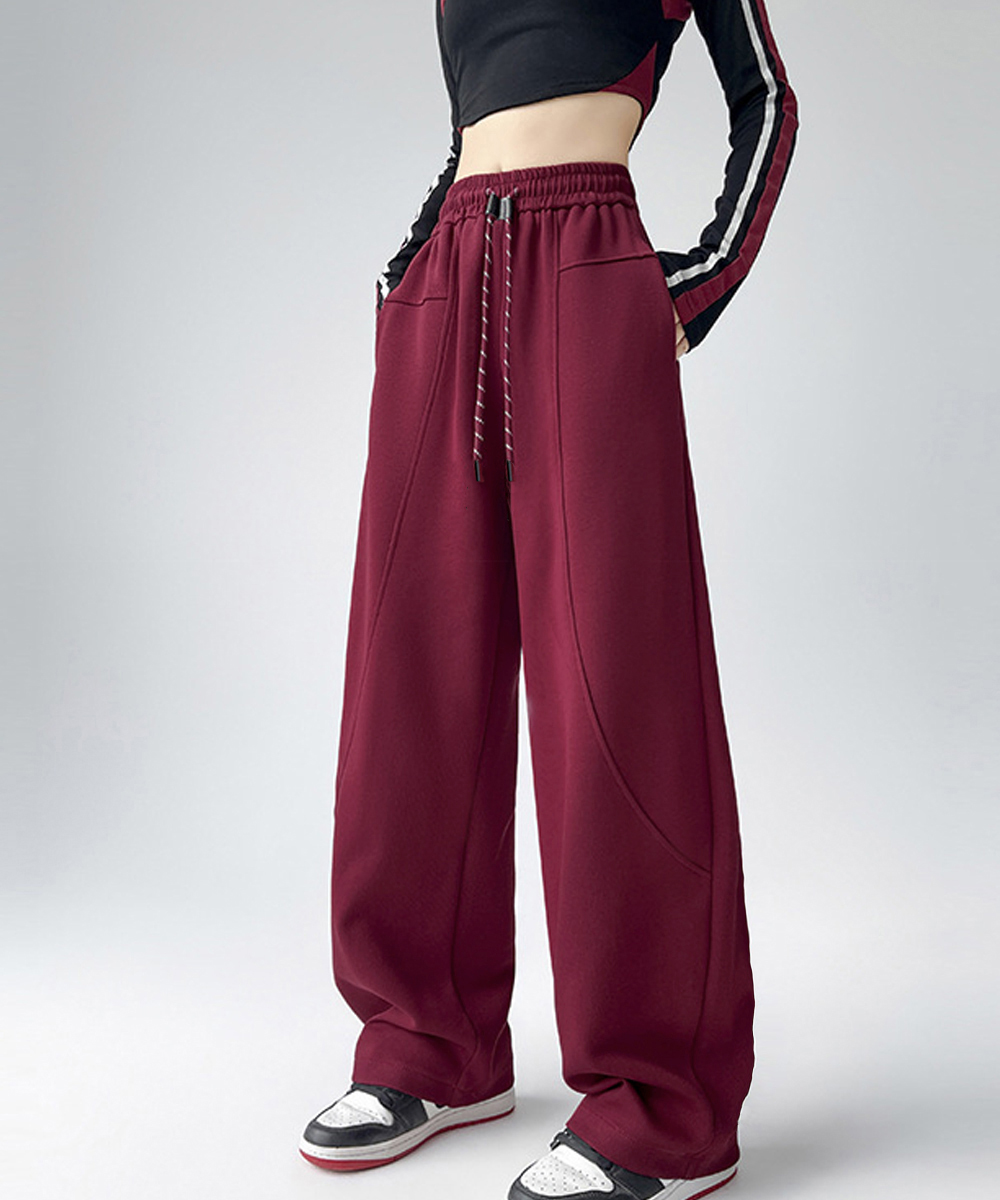 グレーファッション ゆったりスウェットパンツ レディース ワイドシルエット