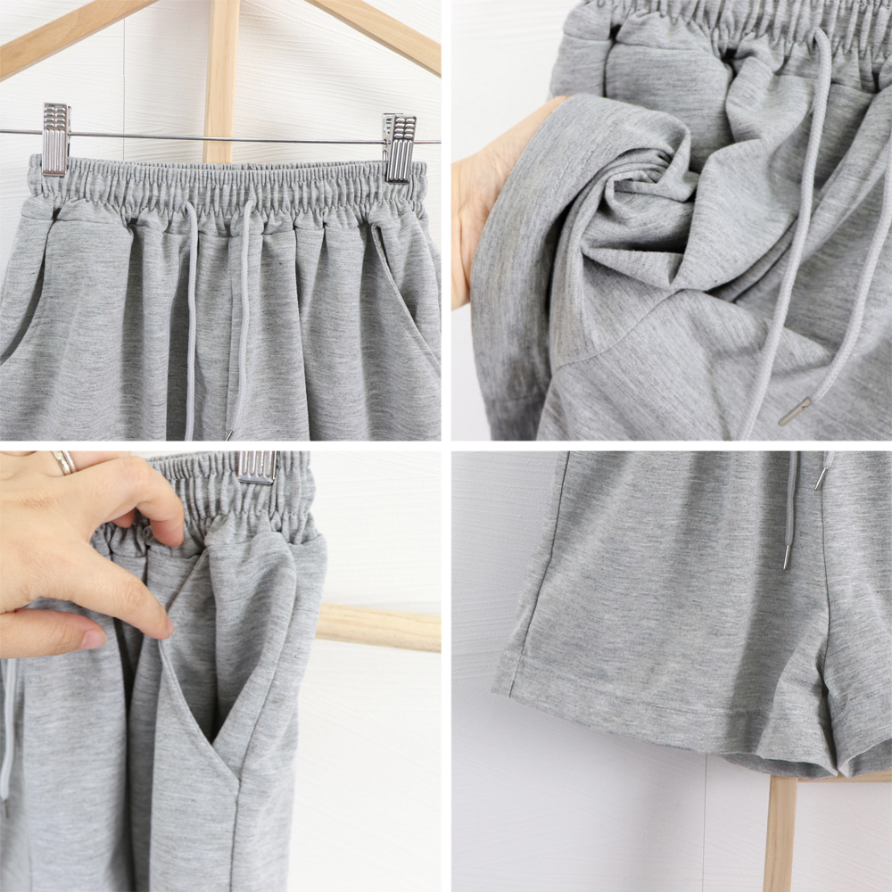 グレーファッション スウェット短パン レディース ゆったり韓国風