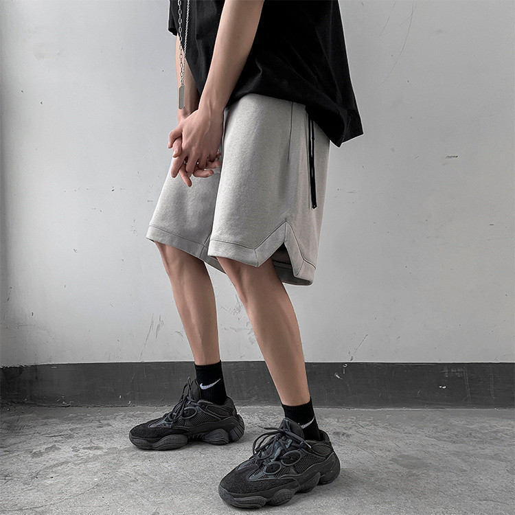 グレー パンツ 夏用薄手ゆったりワイドショートパンツ