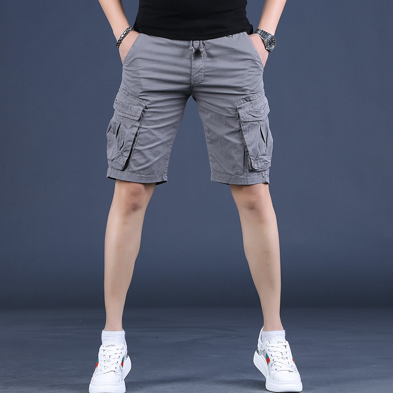 グレー パンツ 実用的サイドポケット ハーフカーゴ