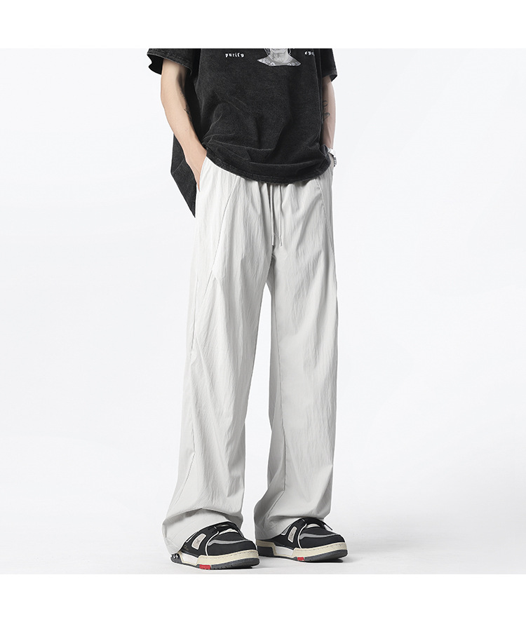 グレー パンツ しなやか風合いドレープワイドパンツ