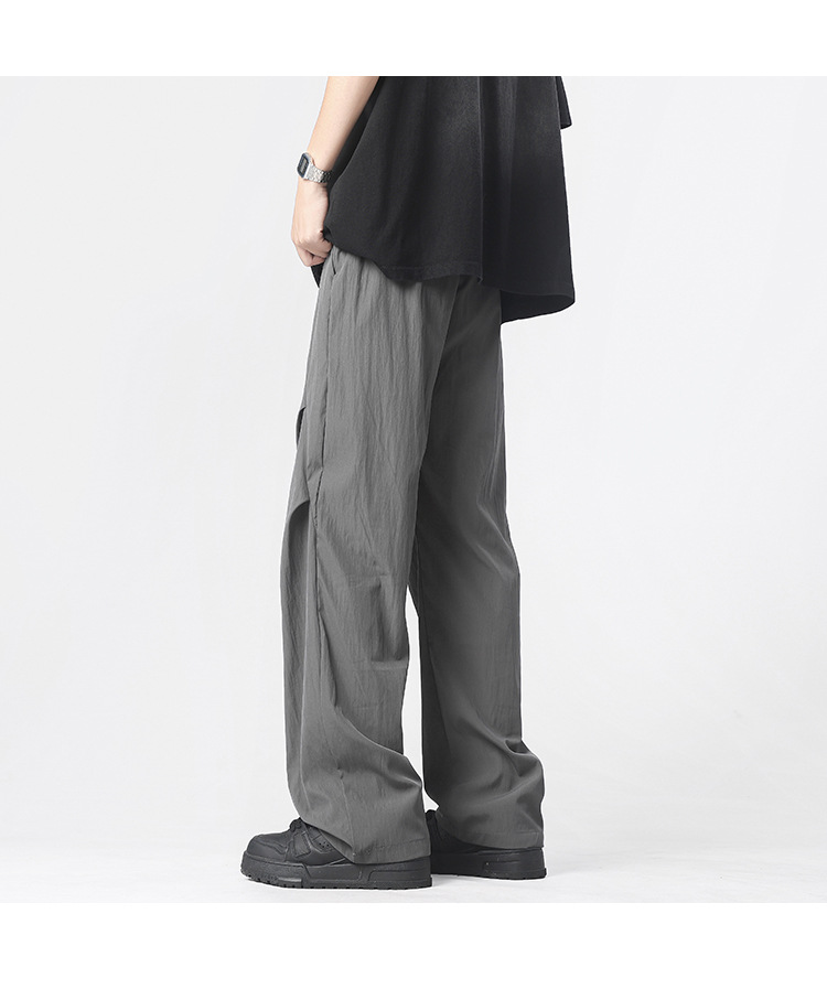 グレー パンツ しなやか風合いドレープワイドパンツ