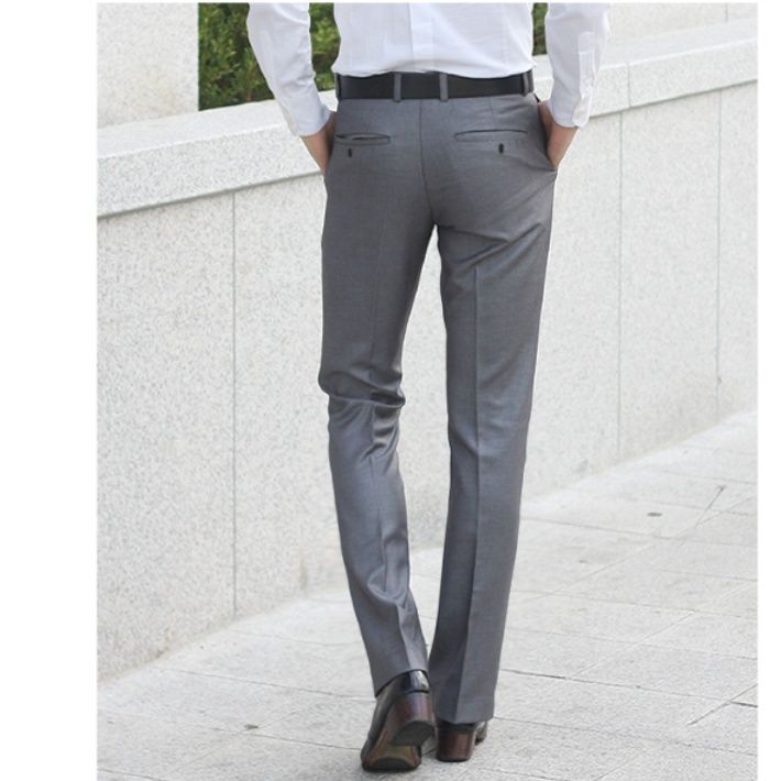 グレー パンツ  ストレートシルエット ビジネススラックス