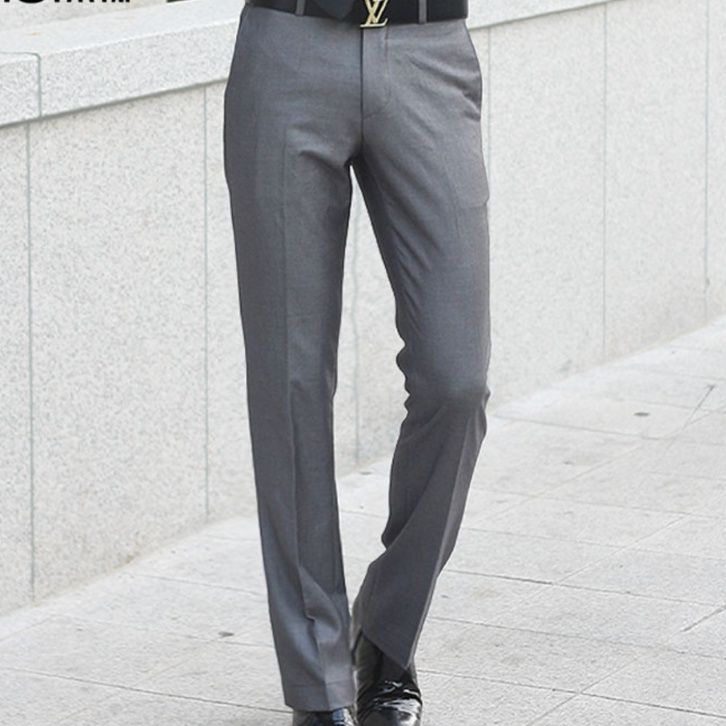 グレー パンツ  ストレートシルエット ビジネススラックス