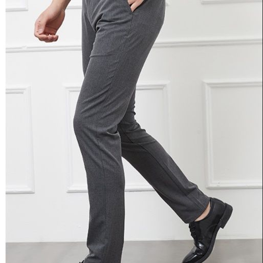 グレー パンツ  上質スリムフィットスラックス