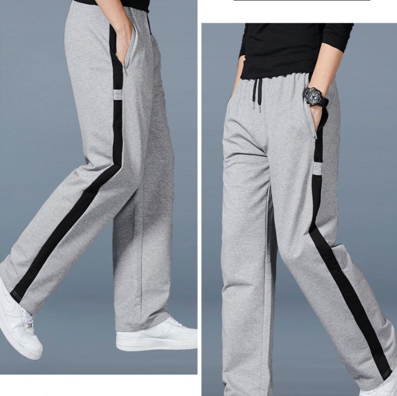 グレー パンツ サイドラインリラックススウェットパンツ