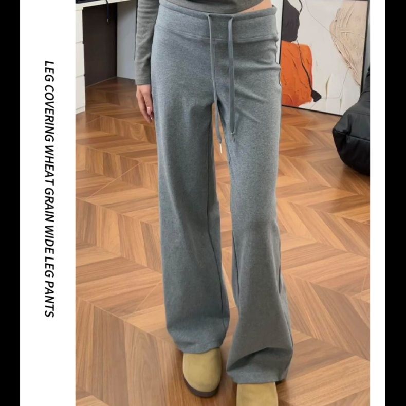 グレー パンツ ゆったりワイドスウェットパンツ