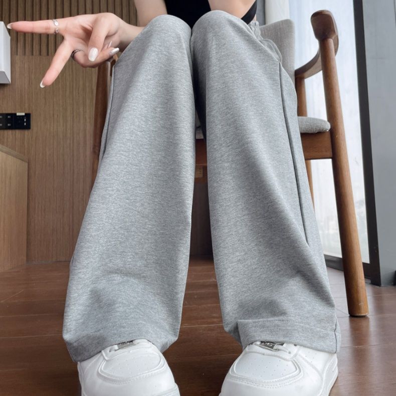 グレー パンツ 涼やか純綿ワイドスウェットパンツ