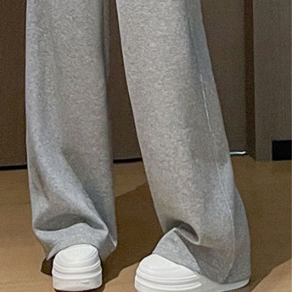 グレー パンツ ゆったりワイドレッグパンツ