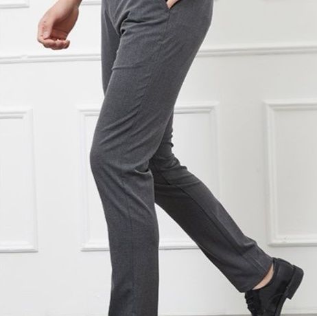 グレー パンツ  上質スリムフィットスラックス