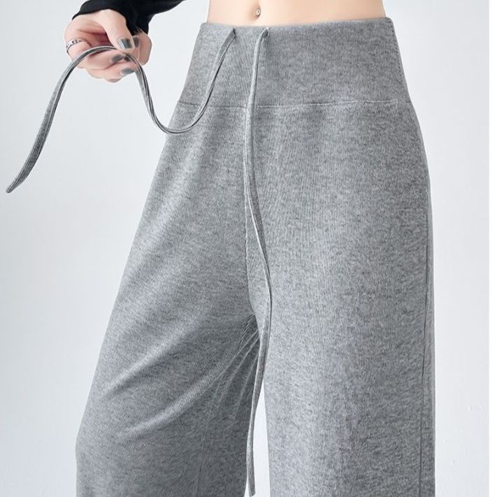グレー パンツ ゆったりワイドレッグスウェットパンツ