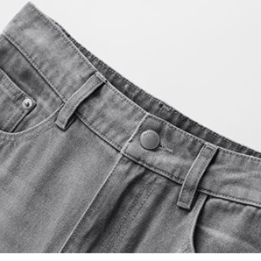グレー パンツ ゆったりデニムワイドパンツ