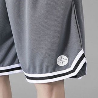 グレー パンツ ライン入りバスケットハーフパンツ