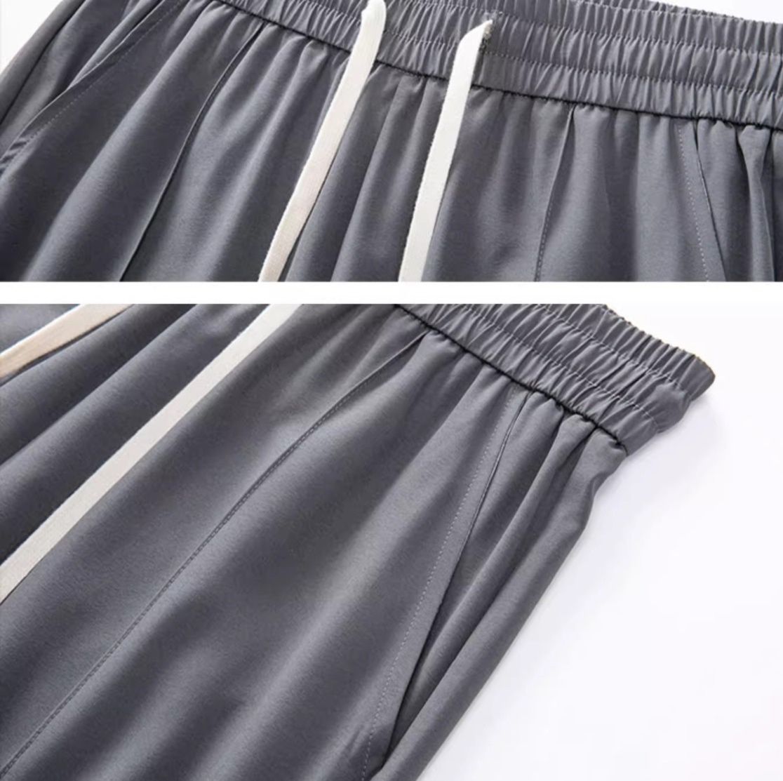 グレー パンツ ゆったりワイドシルエットパンツ