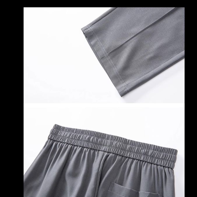 グレー パンツ ゆったりワイドシルエットパンツ