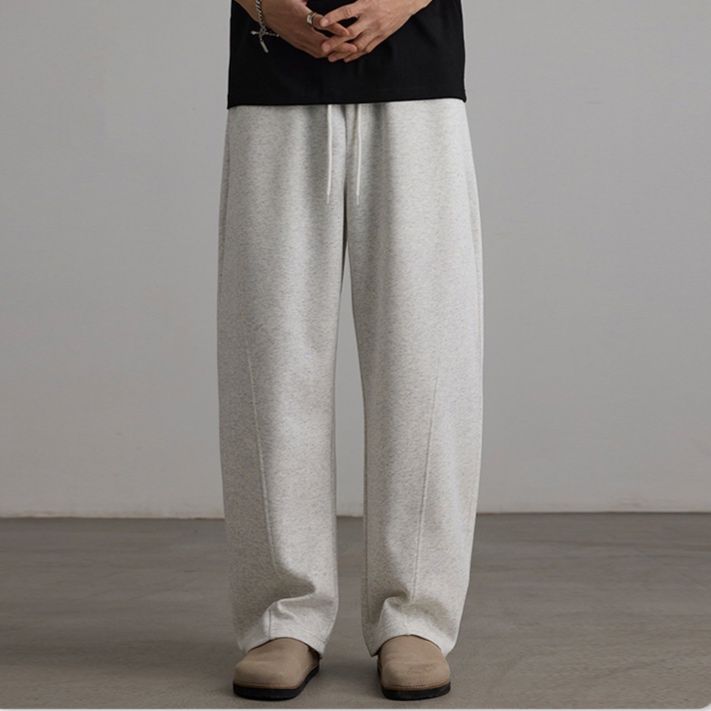 グレー パンツ ゆったりワイドシルエットパンツ