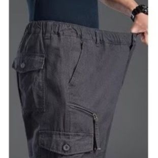 グレー パンツ 快適ゆったり多機能カーゴパンツ