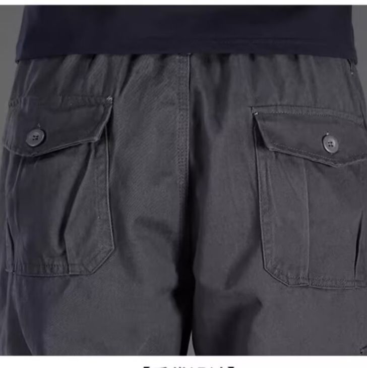 グレー パンツ 快適ゆったり多機能カーゴパンツ
