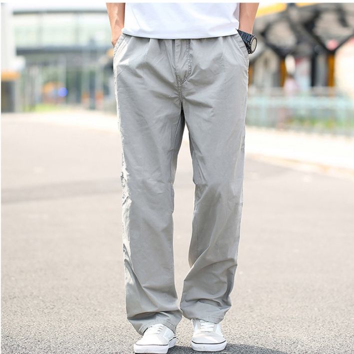 グレー パンツ ゆったり機能性カーゴスラックス